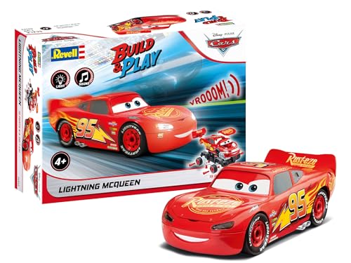 Revell 06562 Build & Play: Lightning McQueen Disney-Cars - with Authentic Lights & Sounds - 1:20 Scale Unbuilt Scale Unbuilt Pre-Coloured Toy - 19 Parts - from 4 Years+