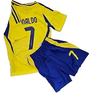 #7 Kids Soccer Jersey and Shorts Set, Navy/Yellow, Boys Football Training Uniform