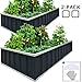 KING BIRD Extra-Thick 2-Ply Reinforced Card Frame Raised Garden Bed 68''x36''x12'' x2 Pack Galvanized Steel Metal Planter Kit Box with 16pcs T-Types Tags & 2 Pair of Gloves Grey
