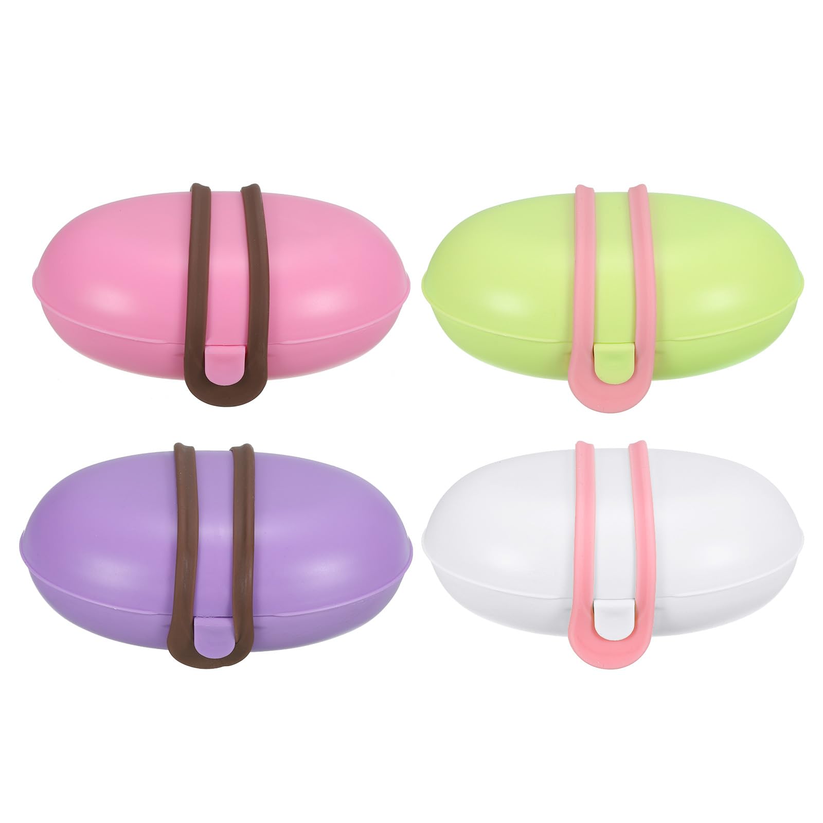 PATIKIL Travel Soap Holder, 4 Pack Soap Bar Container Red Purple White Green