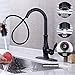 KES CUPC NSF Certified Kitchen Pull Down Faucet Lead-Free Brass Pull-out Faucet Sprayer Single Handle with Swivel Spout Oil Rubbed Bronze, L6915LF-ORB