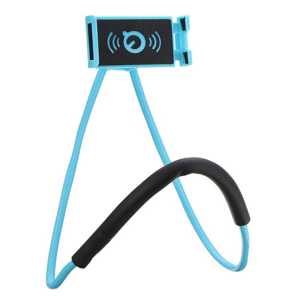 Haoxuann Cell Phone Holder, Universal Smart Mobile Phone Stand,Hanging on Neck Cell Phone Mount Holder(360 Rotating) Multiple Functions Flexible Lazy Bracket (blue)