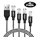 Jakpas Phone Cable, 4Pack 3FT 6FT 6FT 10FT Phone Charger to USB Syncing Charging Cable Data Nylon Braided Cord Compatible for Phone Xs/XS Max/XR/X/8/8 Plus/7/7Plus/6/6Plus/6s/6sPlus More (Black&White)