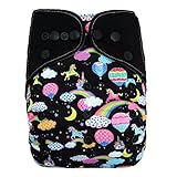 EcoAble Baby Charcoal Bamboo All-In-One AIO Cloth Diaper w/ Pocket, Size 10-30Lb (Unicorn)