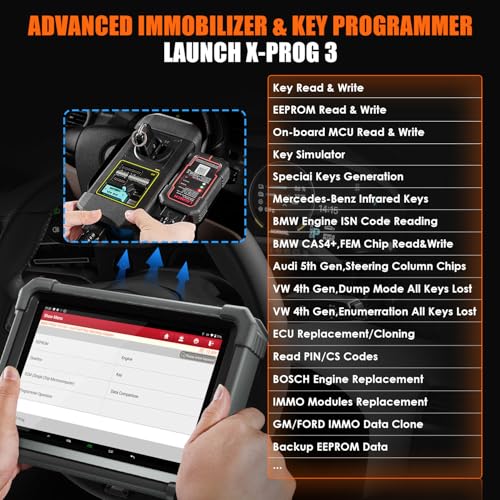 LAUNCH IMMO Plus X431 Car Diagnostic Case with All Systems Key IMMO Service 38+ Bi-Directional Active Test Obd2 with CANFD&DOIP FCA Guide V.A.G. 200+ Car 2 Years Service