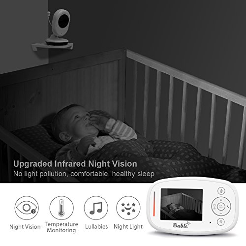 Bable Baby Monitor X1-Plus with Delay-Free Technology, 2.4GHz Baby Monitor with Camera, Infrared Night Vision, Two Way Talk, Temperature Monitoring, Lullabies, Projection and Corner Shelf - Thumbnail 3