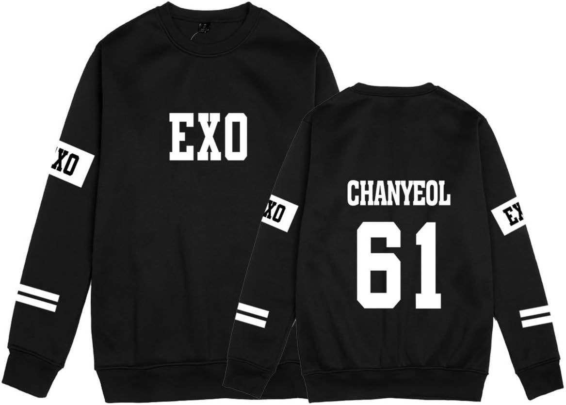 Kpop EXO Pullover Jumper Long Sleeve Round Neck Printed Sweatshirts Sehun Chanyeol Kai Xiumin Do Lay Chen
