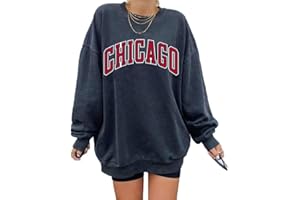 Langwyqu Women's Oversized Sweatshirt Los Angeles California Crewneck Long Sleeve Casual Loose Pullover Tops