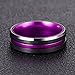 POYA 8mm Black Tungsten Ring Matte Finish Beveled Edges Wedding Band with Purple Aluminum Interior