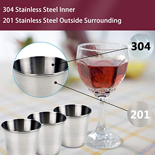 Timoo 12 PCS 1.5 Ounce Stainless Steel Shot Cups Shot Glass Drinking Vessel