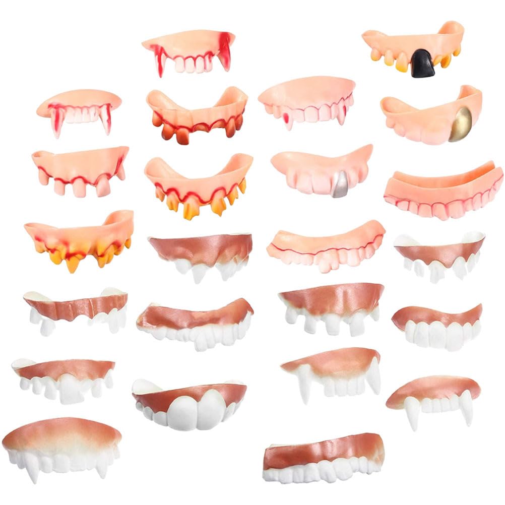 ABOOFAN Fake Teeth Halloween Funny False Teeth Party Prank Toy Lightweight Portable Denture Costume Accessory for Adults and Kids