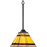 COTOSS Tiffany Pendant Light Fixtures,1 Light Mission Style Hanging Lamp,Vintage Farmhouse Mini Stained Glass Pendant Lightin