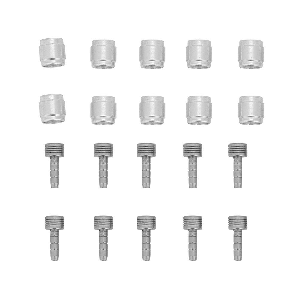 Dilwe Bicycle Brake Olive and Brass Connecting Insert Kit, 10 Set, Silver, Aluminium & Brass, AVID SRAM Compatible, Easy to Install, No Oil Leakage, Anti-Rust,