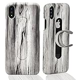 iPhone X Case, Wood Veiny Standing Case, X-idea Slim Anti-Scratch Shockproof Cover Clear Hard Back Panel + TPU Bumper Protective Case for Apple 5.8