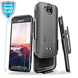 DuraForce Pro Case, Cellularvilla Kickstand Belt Clip Holster Case with Tempered Glass Screen Protector for Kyocera Duraforce Pro E6810 E6820 E6830 E6800 E6833 - Black