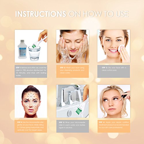 Premium Derma Roller Micro Needle, Anti-Aging Skin and facial Care Roller for Face 540 Titanium Micro Needles (0.25mm) Storage Case, User Manual, 2 E-Books & Instruction Video