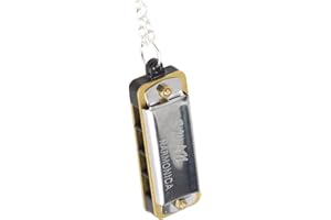 Mini Harmonica Necklace, 4 Holes and 8 Sounds Portable Small Harmonica Necklace for Pendant(Silver)