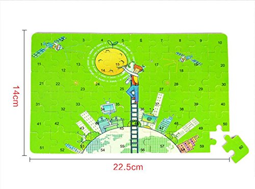 Elloapic 60 piece Jigsaw Puzzle Wooden Hard Paper Cartoon DIY 3D Puzzle Toys Brain Teaser Educational Brain Train Toy Creative Handmade Play Set For Children, All in a metal box, Spacecraft, spaceship - Thumbnail 3