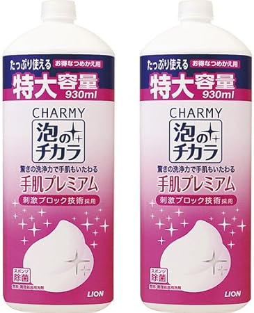 Amazon まとめ買い 大容量 チャーミー泡のチカラ手肌プレミアム 食器用洗剤 詰め替え930ml 2個パック Charmy チャーミー 食器用洗剤