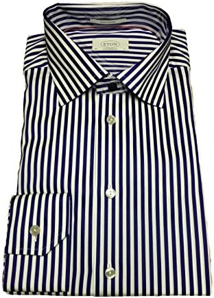 Eton of Sweden Navy and White Stripes Contemporary Fit Dress Shirt 17