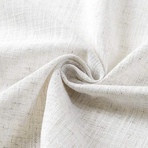 ChadMade 50" W x 84" L Polyester Linen Drapes with Thermal Blackout Lining Pinch Pleat Curtain for Sliding Door Patio Door Living Room Bedroom, (1 Panel) Beige White