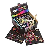 Jar Melo Scratch Art Notes; 130 Sheets; With Wooden Stylus; Rainbow Mini Notes; Scratch Magic Notes