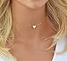 S.J JEWELRY Fremttly Womens Simple Delicate Handmade 14K Gold Filled/Rose Gold/Silver Simple Delicate Heart and Bar Chokers Necklace for Mothers Day-CK6-S Heart