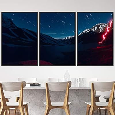 signwin 3 Piece Framed Canvas Wall Art Starry...