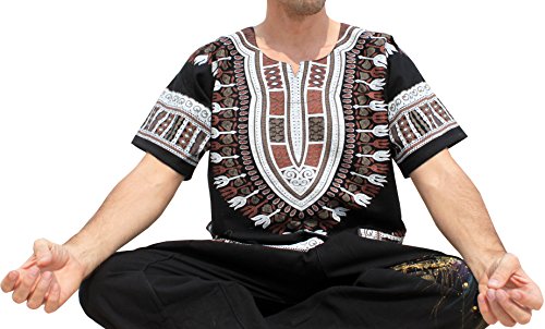 RaanPahMuang Brand Warm Natural Cotton Print African Dashiki Shirt Africa Plus