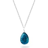 CRYSTALINES Natural Gemstones Pendant Necklace, Healing Crystals, Dainty Teardrop Stones, Handmade Boho Jewelry, Birthstone, Silver Adjustable Chain, Christmas Gift for Women, 18inch