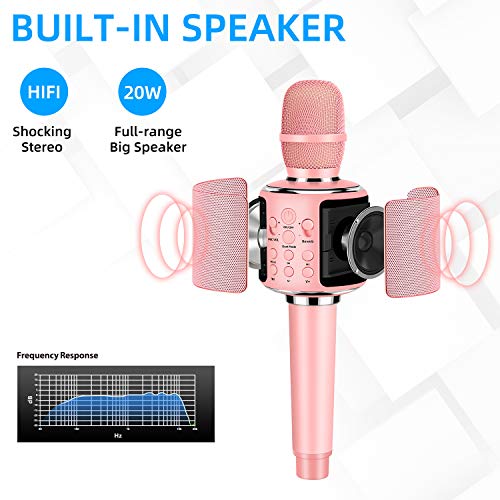 Aokeo K-1 Wireless Bluetooth Karaoke Microphone.Volume is Loud, Sound Quality is Clear. Suitable for Android/iPhone/PC, Party, Christmas Gift, Kids Christmas Gift, Kids Birthday Gift(Rose Gold)