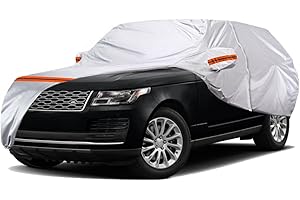 TUCAREST 6 Layers Full Car Cover for SUV- Waterproof, Insulated, Anti-UV, Snow-Proof, Anti-Wind, All-Weather, Thickened Protection, up to 199 in