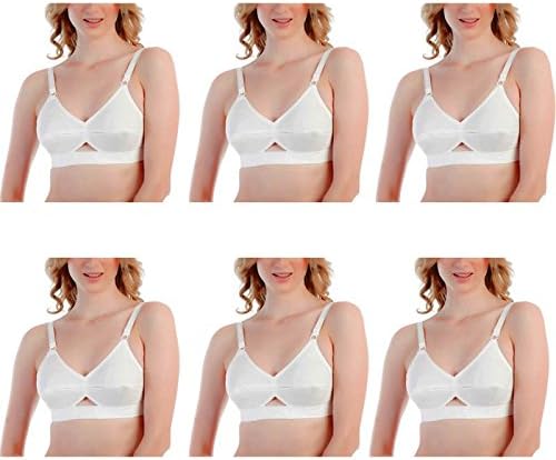 eraa Women's Cotton Bra with Cotton Strap Full B CupNon WiredWhite