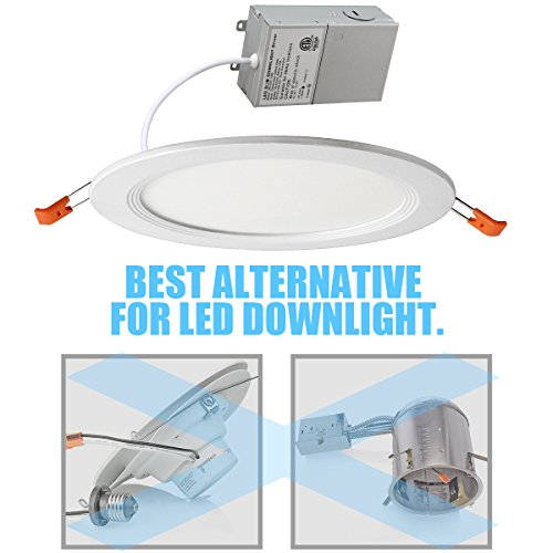 6 inch Slim LED Downlight Dimmable 12W (=100W) LED Recessed Lighting, 950LM 5000K Daylight White cETLus Listed Recessed Trim Ceiling Light Fixture 4 Pack 5000K Daylight - Thumbnail 4