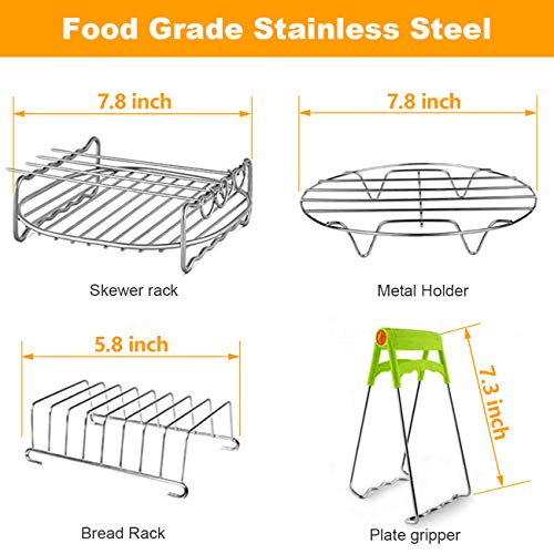 XL Air Fryer Accessories, Set of 14 for Gowise Phillips Cozyna 4.2/4.5/5.5/5.8/6.5/6.8 QT wiith Recipe Cookbook, No Rusting 8'' Cake Barrel, Pizza Pan, 9'' Air Fryer Liners, Silicone Oil Brush, Baking Cups, Plate Gripper - Thumbnail 3