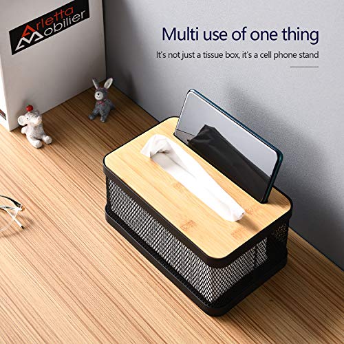 HILFA Modern Long Square Metal Paper Facial Tissue Box Cover Holder for Bathroom Vanity
