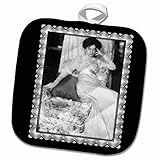 3dRose BLN Vintage Photographs of History and People 1800s - 1900s - Miss Anderson,1908 by Allvin Landson Coburn Photo of a Victorian Era Woman Dressed in White - 8x8 Potholder (phl_160839_1)