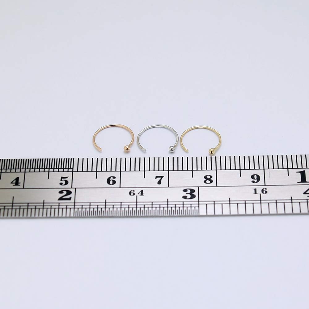 AZARIO LONDON 14K Solid Yellow Gold 22 Gauge - 8MM Diameter Ball End Open Hoop Nose Piercing Ring Jewellery - Image 5
