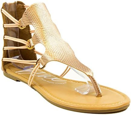 Blue Woman's "Twade-3" Strappy Thong Sandals - ROSE GOLD 7.5