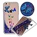 iPhone 6 Plus Case, Quicksand Flowing Floating Moving Liquid Flying Butterfly Plum Flower Hard PC Cover Case for iPhone 6 Plus 5.5 inch (Blue Movable Butterfly)