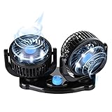 Car Air Circulator Cooling Air Fan, Electric Car Fan Tvird 12V Air Fan Powerful Quiet 2 Speed 360 Degree Rotatable Dashboard Summer Cooling Fans for Van SUV RV Boat Auto Vehicles Golf