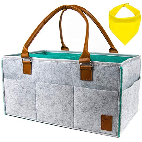 Diaper Caddy XL - Baby Shower Gift Basket | Nursery Organizer Bin | Newborn Registry Must Haves | Girl and Boy Sturdy Wipes Storage Tote | Trendy Felt Changing Table Organizer Bag | New Mom Essentials