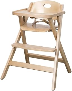 roba Klapphochstuhl, Hochstuhl platzsparend klappbar, Baby- & Kinderhochstuhl Holz natur