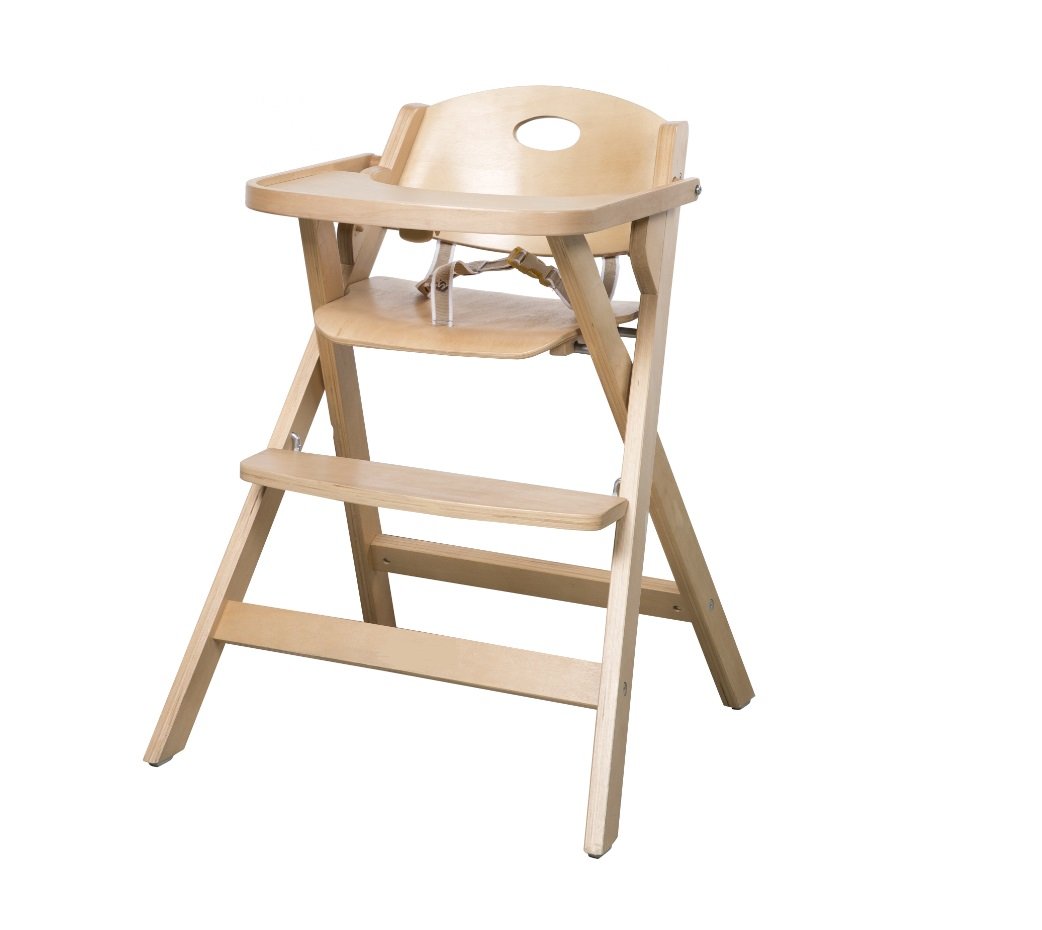 roba Klapphochstuhl, Hochstuhl platzsparend klappbar, Baby- & Kinderhochstuhl Holz natur
