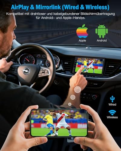 Double DIN Radio Apple Carplay 7 Inch 2Din Android Car Radio with HD IPS Screen, Double DIN Car Play Car Radio Touch Display with Navi, Bluetooth, AM/FM SWC