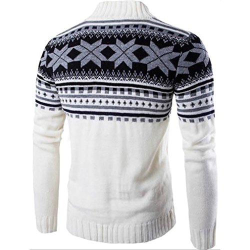 Meolin Mens Casual Slim Fit Sweater Button Knit Cardigan,white,L - Thumbnail 2