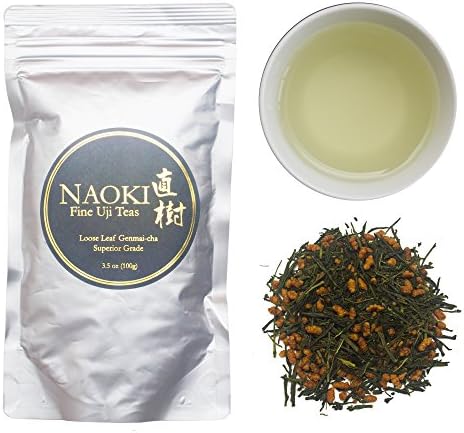 Authentic Naoki Genmaicha Loose Leaf Japanese Green Tea with Roasted Rice Grains 3.5 oz (100g)