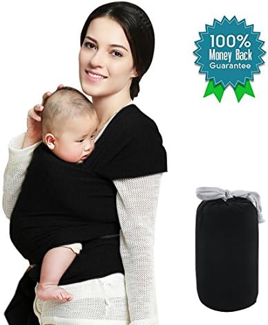 Baby Wrap Carrier up to 35lbs,Cotton,Black,Infants Baby Wraps,Baby Shower Gift,Sofr and Comfortable Baby Carrier,Blanket Wrap for Baby and Mom/Plus Mom,BELOPO