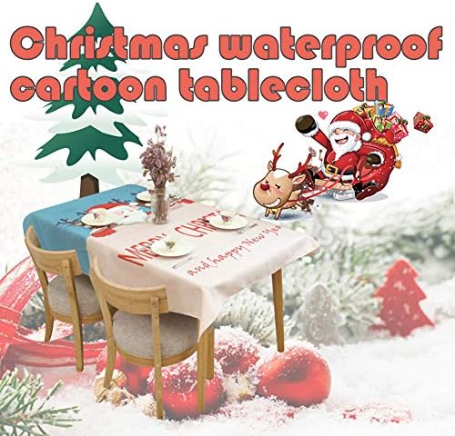 Nordira Christmas Tablecloth, Tablecloth Merry Christmas Happy New Year Waterproof Dinning Table Cloth Decor - 90 * 140cm