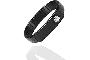 EnerMagiX Medical Alert Bracelet for Men Women, Stainless Steel Personalized Adjustable Elastic Medical ID Bracelet for Diabetes, Allergies, Epilepsy, Penicillin, Writeable Cards
